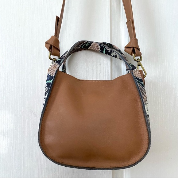 $158 NWT Madewell Sydney Tan Snake Embossed Leather Crossbody Satchel Bag - Picture 4 of 13